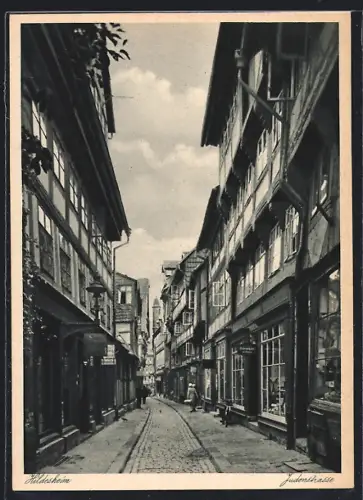 AK Hildesheim, Judenstrasse mit Geschäften