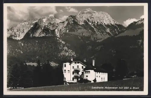 AK Berchtesgaden, Hotel Hohenwart mit Hohem Göll und Brett