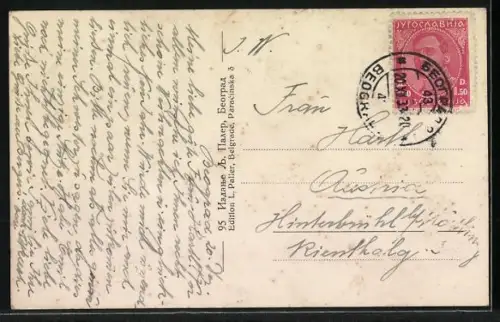 AK Belgrade, Rue Miloche le Grand, Strassenbahn