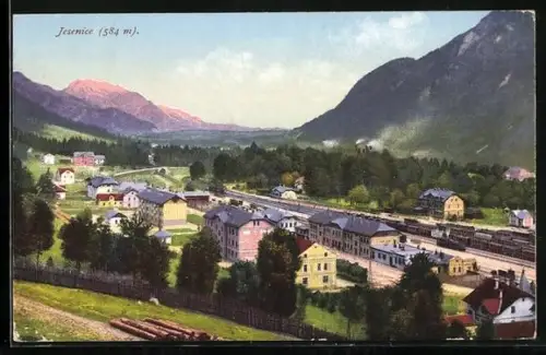 AK Jesenice-Assling, Totalansicht mit Bahnhof