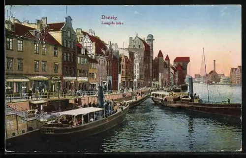 AK Danzig / Gdansk, Langebrücke -Dampferanlegestelle