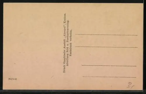 AK Krakau-Krakow, Platz mit Rathausturm