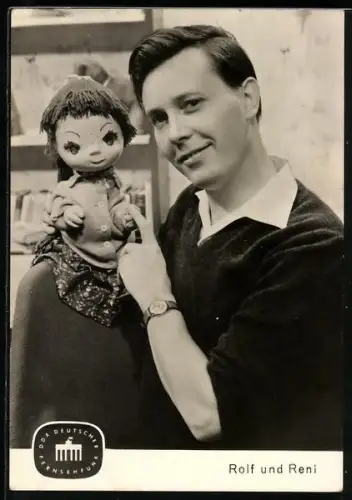 AK Schauspieler Rolf mit seiner Handpuppe Reni
