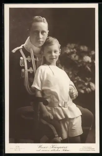 AK Kronprinz Wilhelm von Preussen und sein ältester Sohn