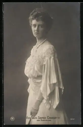 AK Herzogin Sophie Charlotte von Oldenburg, Gemahlin d. Prinz Eitel Friedrich von Preussen im schönen Kleid