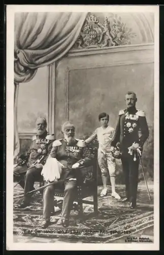 AK Vier Generationen des bayerischen Königshauses, König Ludwig III., Luitpold & Rupprecht