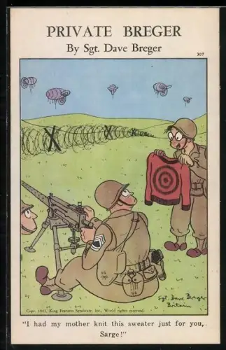 AK Private Breger by Sgt. Dave Breger, U.S. Soldaten in Uniform mit Maschinengewehr