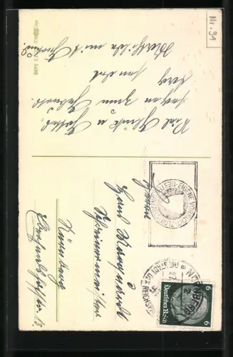 AK Marienkäfer spielt Ziehharmonika, Marienkäfer auf einer Wippe, Geburtstagsgruss