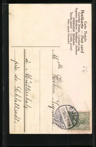 AK Neujahrsgruss, Terrier mit Vierblättrigem Klee