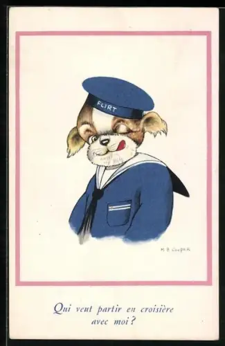 AK Hund in Matrosenkleidung steht der Sinn nach einem Flirt