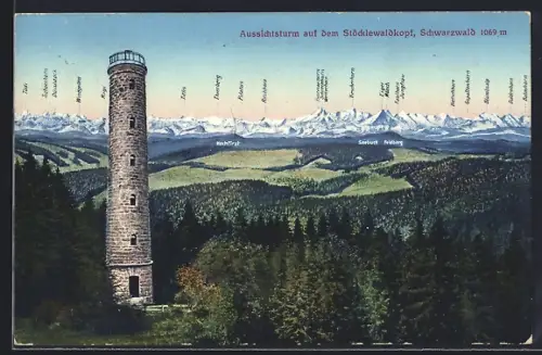 AK Stöcklewaldkopf /Schwarzwald, Aussichtsturm, Alpenpanorama