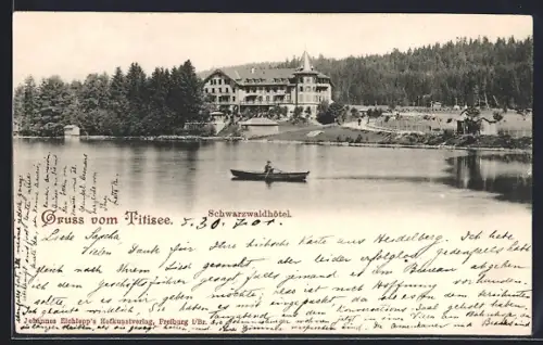 AK Titisee, Schwarzwaldhotel, See mit Ruderboot