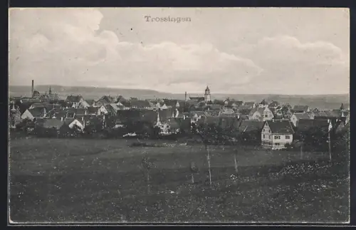 AK Trossingen, Ortsansicht mit Kirche und Wohnhäusern