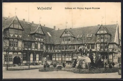 AK Wolfenbüttel, Rathaus, Herzog August-Brunnen