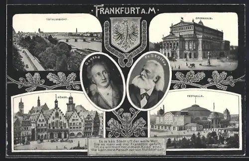 AK Frankfurt a. M., Totalansicht, Opernhaus, Römer