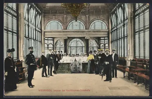 AK Wiesbaden, Inneres der Kochbrunnen-Trinkhalle