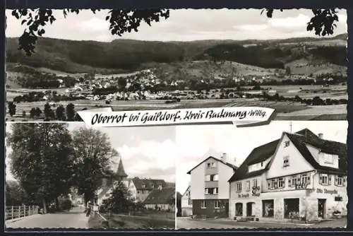 AK Oberrot /Backnang, Ortsansicht, Kirche, Gasthaus