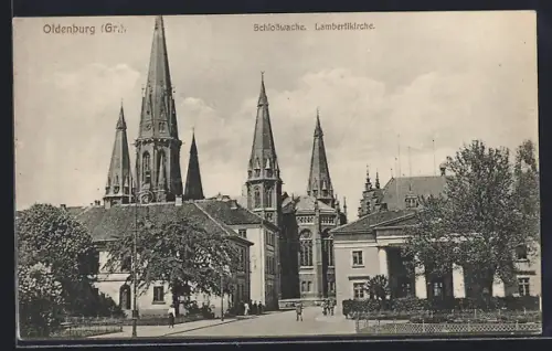 AK Oldenburg /Gr., Schlosswache, Lambertikirche