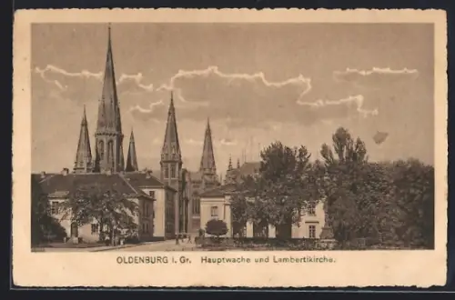 AK Oldenburg i. Gr., Hauptwache, Lambertikirche