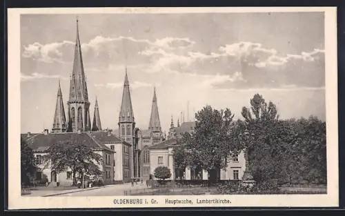 AK Oldenburg i. Gr., Hauptwache, Lambertikirche