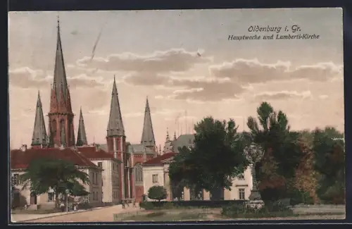 AK Oldenburg i. Gr., Hauptwache, Lambertikirche