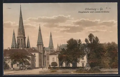 AK Oldenburg i. Gr., Hauptwache, Lambertikirche