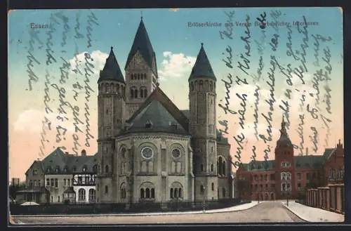 AK Essen, Erlöserkirche mit Verein Bergbaulicher Interessen