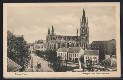 AK Essen /Ruhr, Vihoferplatz, Gertrudiskirche