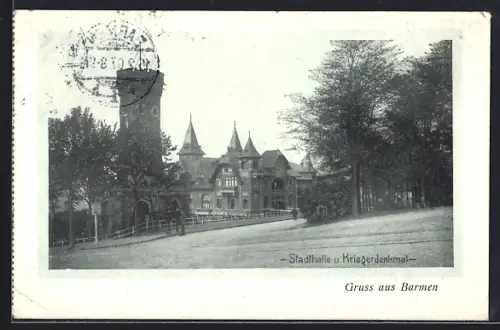 AK Barmen, Stadthalle, Kriegerdenkmal