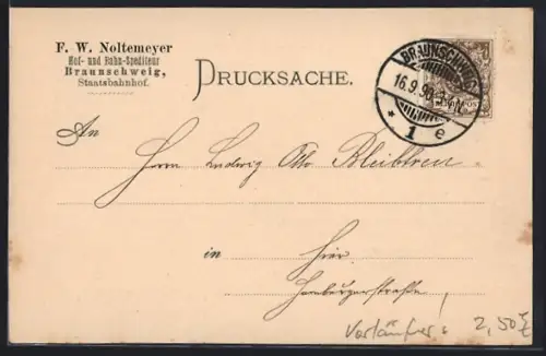 AK Braunschweig, Hof- und Bahn-Spediteur F. W. Noltemeyer Staatsbahnhof