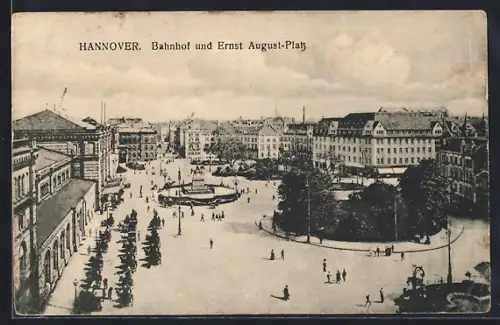 AK Hannover, Bahnhof, Ernst August-Platz