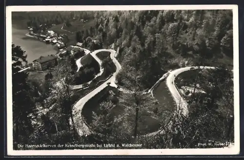 AK Urfeld a. Walchensee, Haarnadeln der Kesselbergstrasse