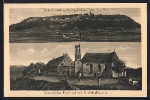 AK Spaichingen, Dreifaltigkeitsberg, Gasthaus, Kirche