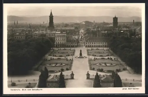 AK Karlsruhe, Blick vom Schlossturm