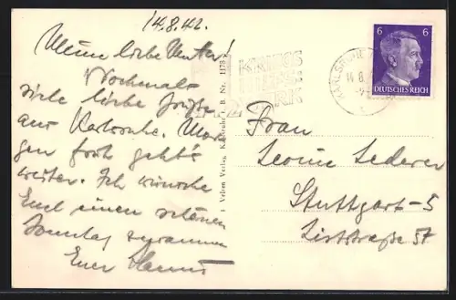 AK Karlsruhe, Blick vom Schlossturm