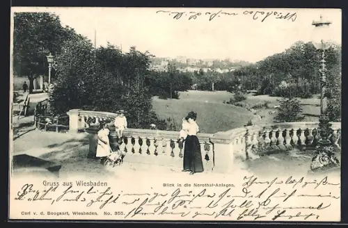 AK Wiesbaden, Nerothal-Anlagen, Parkansicht, Promenade