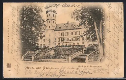 AK Fulda, Schloss vom Garten aus