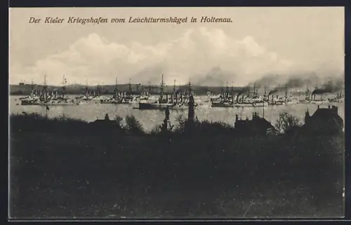 AK Kiel-Holtenau, Kriegshafen, Blick vom Leuchtturmshügel