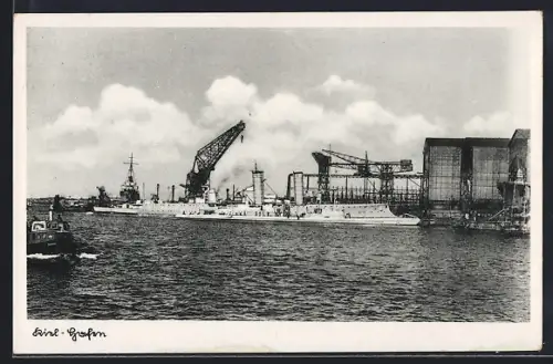 AK Kiel, Hafenpanorama vom Wasser aus