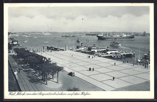 AK Kiel, Blick von den Eugartenbrücken auf den Hafen