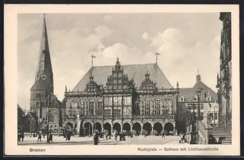 AK Bremen, Marktplatz, Rathaus, Liebfrauenkirche