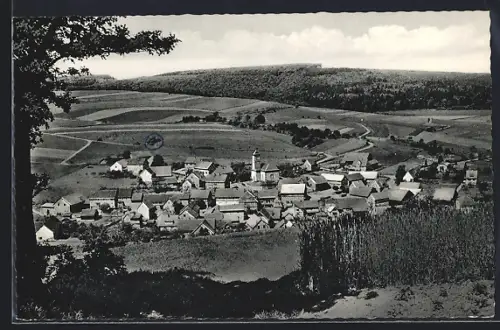 AK Ersrode /Rotenburg a. F., Ortsansicht mit Kirche und umliegender Landschaft