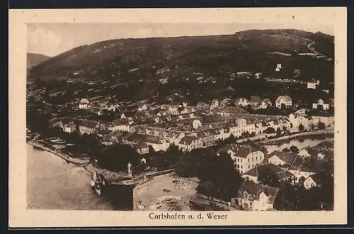 AK Carlshafen a. d. Weser, Gesamtansicht des Ortes
