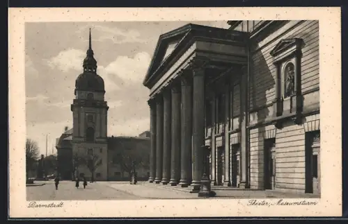 AK Darmstadt, Theater, Museumsturm