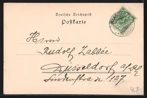 AK Marburg, Rathaus-Partie mit Gasthaus