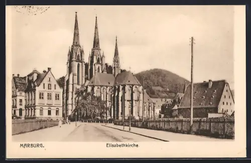 AK Marburg, Elisabethkirche, Panorama