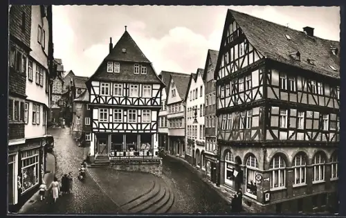 AK Wetzlar /Lahn, Eisenmarkt mit Wertherhaus und Alte Münz