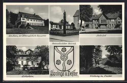 AK Springe a. Deister, Bahnhof, Lutherheim, Waldweg im Deister