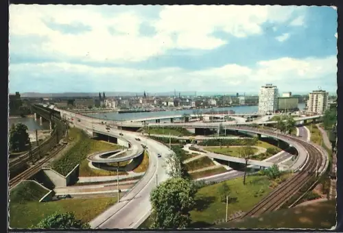 AK Mannheim, Auffahrt zur Rheinbrücke