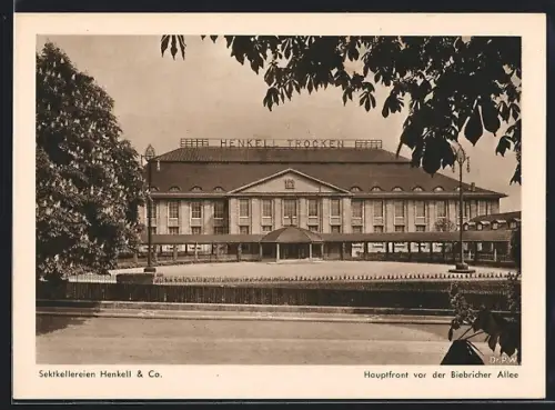 AK Wiesbaden-Biebrich-Rhein, Sektkellereien Henkell & Co., Hauptfront vor der Biebricher Allee